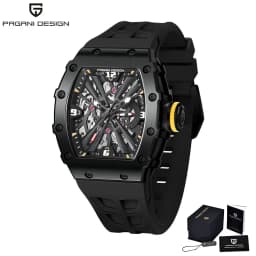 PAGANI DESIGN 42 MM Men's Skeleton Quartz Watch Japan VH65 Sapphire Glass Stainless Steel 50M Waterproof Wristwatches PD1738 New