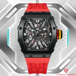 PAGANI DESIGN 42 MM Men's Skeleton Quartz Watch Japan VH65 Sapphire Glass Stainless Steel 50M Waterproof Wristwatches PD1738 New