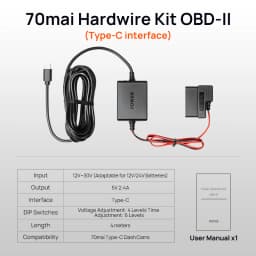 70mai Hardwire Kit OBD-II & Adjustable Hardwire Kit UP06 for Dash Cam Type-C Interface Plug-and-Play 24H Parking Surveillance
