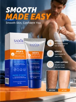 Men's Hair Removal Cream Body Hair Remover Depilatory Cream Gentle Moisturizing Smooth Skin Care Easy Apply for Men Daily Groomi