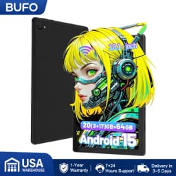BUFO C11 10.1 Inch Android 15 Tablet PC 20GB(3+17) RAM 64GB ROM Octa Core Processor 1280*800 HD LCD Screen 5000mAh Battery 5MP+8MP Dual Camera Expandable 1TB TF Card Tablet