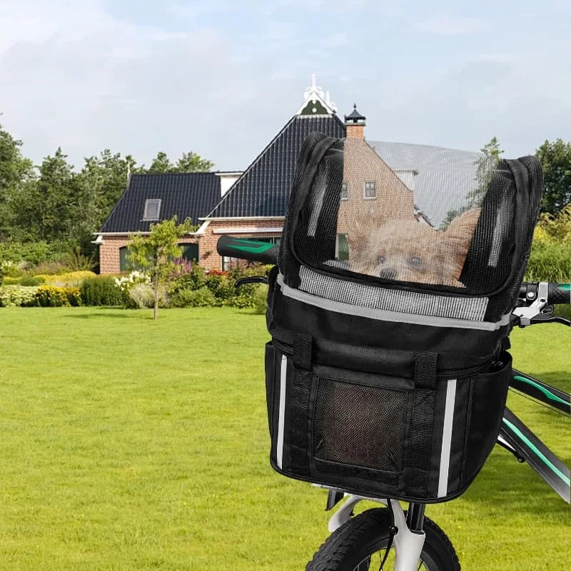Puppy Basket for Bicycle Cat Pet Bike Handlebar Carrier with Window Small Dog Bicycle Basket for Daily Commuting Outdoor Urban