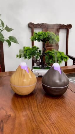 Mini Snow Mountain Hollow out Wood Grain Aromatherapy Humidifier USB Silent Air Moisturizer