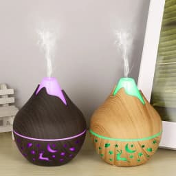 Mini Snow Mountain Hollow out Wood Grain Aromatherapy Humidifier USB Silent Air Moisturizer