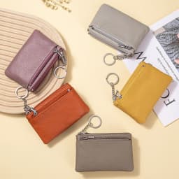 New Women's Wallets Soft Genuine Leather Zipper Purses Large Capacity Money Bag Portable Storage Bag With Keychain Coin Holders