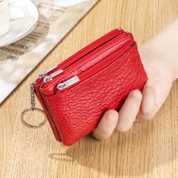 New Women's Wallets Soft Genuine Leather Zipper Purses Large Capacity Money Bag Portable Storage Bag With Keychain Coin Holders