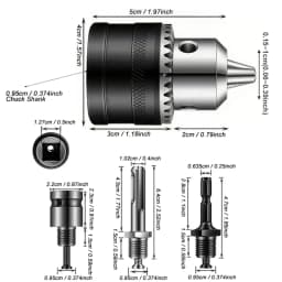 1.5-13mm Drill Chuck,1/2-20UNF Mount Impact Driver Bits Chuck Conversion Hex Shank/SDS-Plus Socket Square Adapter with Chuck Key