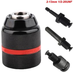 JENTORIX 2mm-13mm Metal Keyless Drill Chuck, 3Jaw Self-lock Ratchet Chuck 1/2-20UNF Thread, Chuck for Drill Bit Screwdriver&Taps