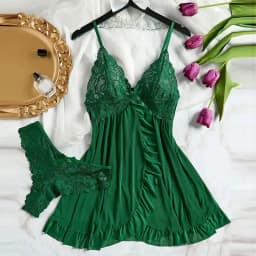 Summer Hot Sexy Sleepwear Dress Sleeveless Backless Women Lace Sheer Nightdress Solid Color Soft Pajamas Short V-neck Thong Set