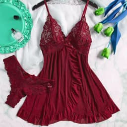 Summer Hot Sexy Sleepwear Dress Sleeveless Backless Women Lace Sheer Nightdress Solid Color Soft Pajamas Short V-neck Thong Set
