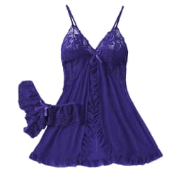 Summer Hot Sexy Sleepwear Dress Sleeveless Backless Women Lace Sheer Nightdress Solid Color Soft Pajamas Short V-neck Thong Set