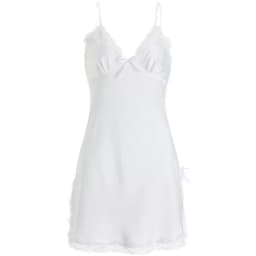 Homewear Lace Bow Women's Pajama Dress Sleeveless Thin Ice Silk Suspender Nightdress Split Party Dress Slim Sling Nightgown Home