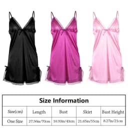 Cute Lace Camisola Patchwork Women's Nightgowns Silk Dress Bowknots Lingerie Nighty Women