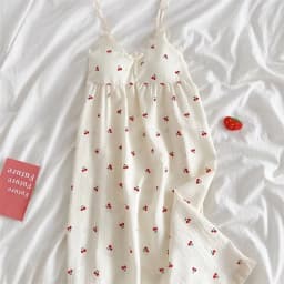 With Chest Cushion Halter Nightgown Female Summer Floral Breathable Thin Section of the Princess Style Loose Knee-Length Pajamas