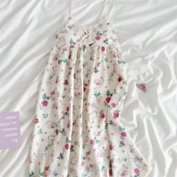 With Chest Cushion Halter Nightgown Female Summer Floral Breathable Thin Section of the Princess Style Loose Knee-Length Pajamas
