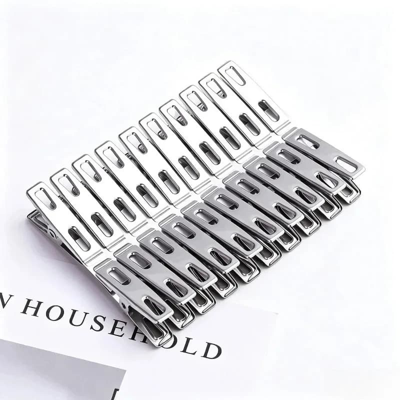 20pcs Stainless Steel Clothespins, Binder Clips, Heavy Duty Clothes Pins, Metal Clip Set, Metal Clothes Clips for Clothes Sock F