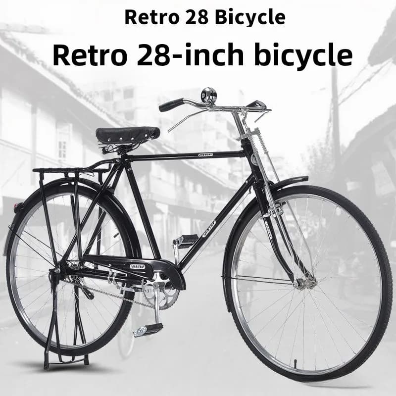 Vintage 28 Inch Bicycle Mountain Ride Nostalgic Retro 80s Style Steel Frame City Cruiser Unisex Bicycle Portable City Commute