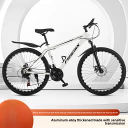 24/26 Inch Mountain Bike with Shock Absorption, Front and Rear Double Disc Brakes, 21-Speed Geared Bicycle