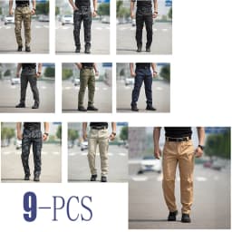 Men Workwear Camouflage Pants with Multiple Pockets Outdoor Site Protective Clothing Wearresistant Dirt Resistant Training Pants