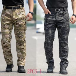Men Workwear Camouflage Pants with Multiple Pockets Outdoor Site Protective Clothing Wearresistant Dirt Resistant Training Pants