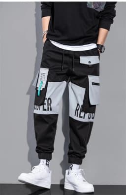 Outdoor Casual Pants Men's wear-resistant loose-fitting straight-leg multi-pocket overalls men's student hip hop trousers men
