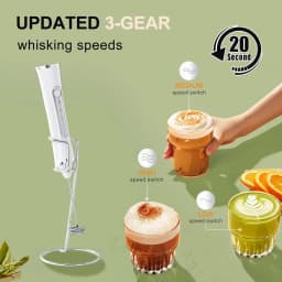 1 Electric Milk Frother, Dual Stick Rechargeable 3-Speed Handheld Egg Beater, Coffee Frother, Cream Blender, Travel Blender