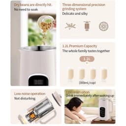 Nut Milk Maker Blender 8 in 1 Programmable Soy Milk Machine Digital Display Stainless Steel Blades 12L Capacity Self Clean