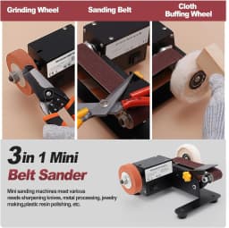 Stand Belt Sander, 350W Stationary Grinder Adjustable Angle Micro Electric Belt Sander with 10-Piece Sanding Belts