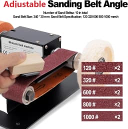 Stand Belt Sander, 350W Stationary Grinder Adjustable Angle Micro Electric Belt Sander with 10-Piece Sanding Belts