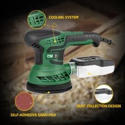 400W Electric Sander Machine 230V with 7-Speed Transmission 125mm Sanding Pad Dust Collector And 21pcs Sandpapers PROSTORMER