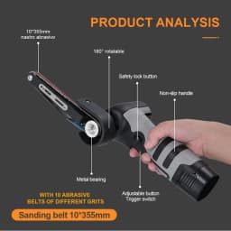 Cordless Belt Sander 180° Adjustable Grinding Head 6500RPM Portable Polishing Machine 10*355mm Sanding Belt For Wood Metal