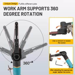 330x10mm Mini Pneumatic Belt Sander Pneumatic Tool with 12pcs Belts 60/80/120 Grit For Aluminium Iron Steel Etc Metal Polishing