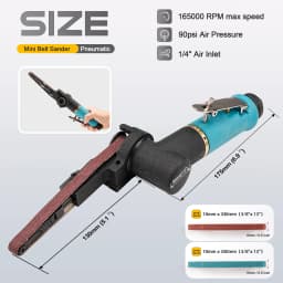 330x10mm Mini Pneumatic Belt Sander Pneumatic Tool with 12pcs Belts 60/80/120 Grit For Aluminium Iron Steel Etc Metal Polishing