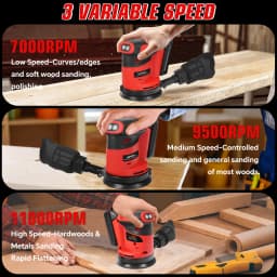 125mm Random Orbital Sander Electric Sanding Grinding Machine 3 Variable Speed Woodworking Power Tools For Milwaukee 18V Battery