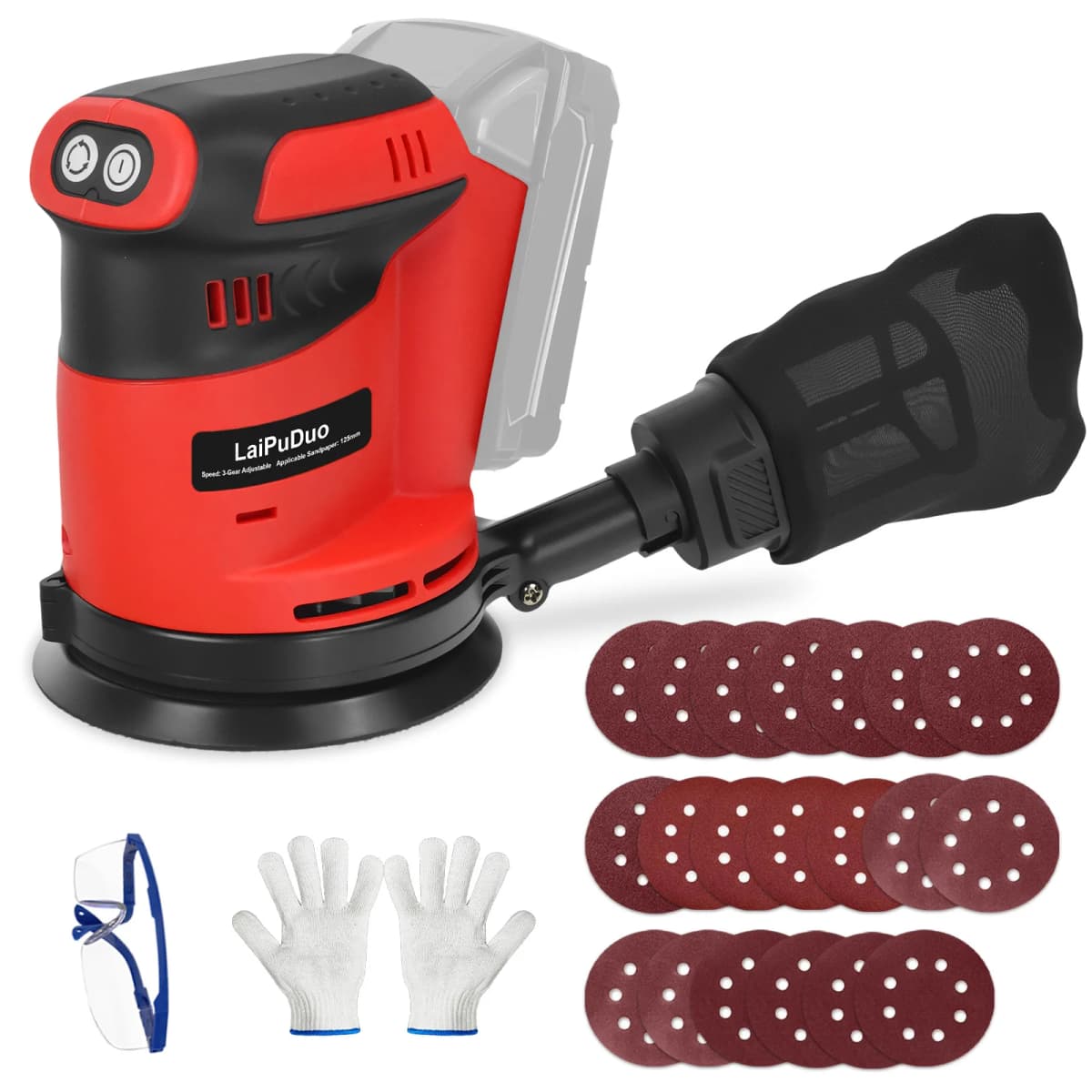 125mm Random Orbital Sander Electric Sanding Grinding Machine 3 Variable Speed Woodworking Power Tools For Milwaukee 18V Battery