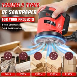 125mm Random Orbital Sander Electric Sanding Grinding Machine 3 Variable Speed Woodworking Power Tools For Milwaukee 18V Battery