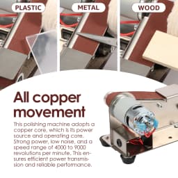 Mini Belt Sander US 15 Degree Stainless Steel Electric Belt Grinder 7 Adjustable Speed Electric Polishing Sanding Machine
