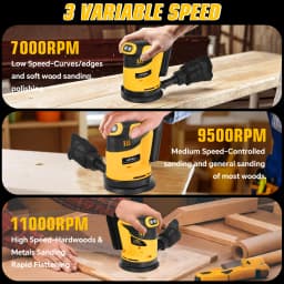 125mm Random Orbital Sander 3-Speed Cordless Electric Sander Woodworking Polishing Sanding Power Tool for Dewalt 20V Battery Pin