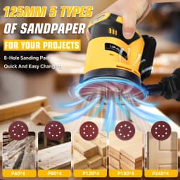 125mm Random Orbital Sander 3-Speed Cordless Electric Sander Woodworking Polishing Sanding Power Tool for Dewalt 20V Battery Pin