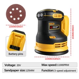 Electric Goddess Brushless Sander Disc 11000rpm Cordless 3 Gear Woodworking Sanding Putty Polishing For Dewalt 20V Battery Pin
