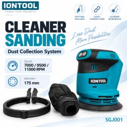 IONTOOL Ultra Lightweight Variable Speed Sander 175mm for Woodworking and Fine Detail Sanding DIY Home Use Bare Unit