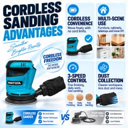 IONTOOL Ultra Lightweight Variable Speed Sander 175mm for Woodworking and Fine Detail Sanding DIY Home Use Bare Unit