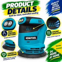 IONTOOL Ultra Lightweight Variable Speed Sander 175mm for Stair Railing and Banister Sanding Household Use Bare Unit