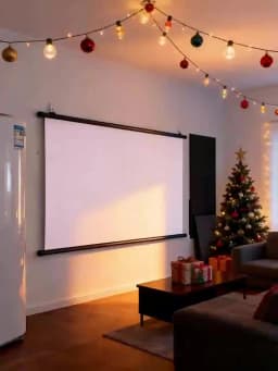 XIAOHUI 100-inch 16:9 Foldable, Wrinkle-Resistant, Washable Wall-Mounted Projector with a White Screen Suitable for Both Indoor