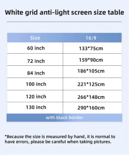 Salange Projector Screen White Grid Anti Light Curtain High Brightness 100 130 Inch 16:9 Portable 4K HD Fabric Cloth for Beamer