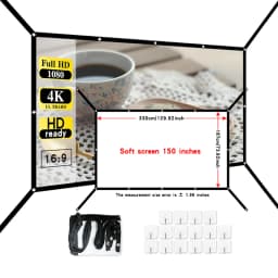 16: 9 Portable Foldable White Soft Screen, 60-150 Inch High-Definition Wall Mounted Extended Projection Screen
