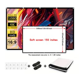 16: 9 High-Definition Home Projection Screen Wall Mounted Simple Screen, Thickened Version with Rope and Hook 60-150 Inches