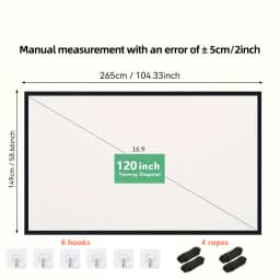 72-100-120 Inch 4k projector screen，Portable Foldable Projector screen High Density White Less Creases, Outdoor Home Office