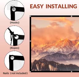 72-100-120 Inch 4k projector screen，Portable Foldable Projector screen High Density White Less Creases, Outdoor Home Office