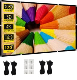 72-100-120 Inch 4k projector screen，Portable Foldable Projector screen High Density White Less Creases, Outdoor Home Office